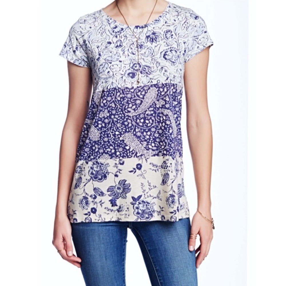 NEW Lucky Brand Top NWT Paisley Artisan-inspo Tee Size XS